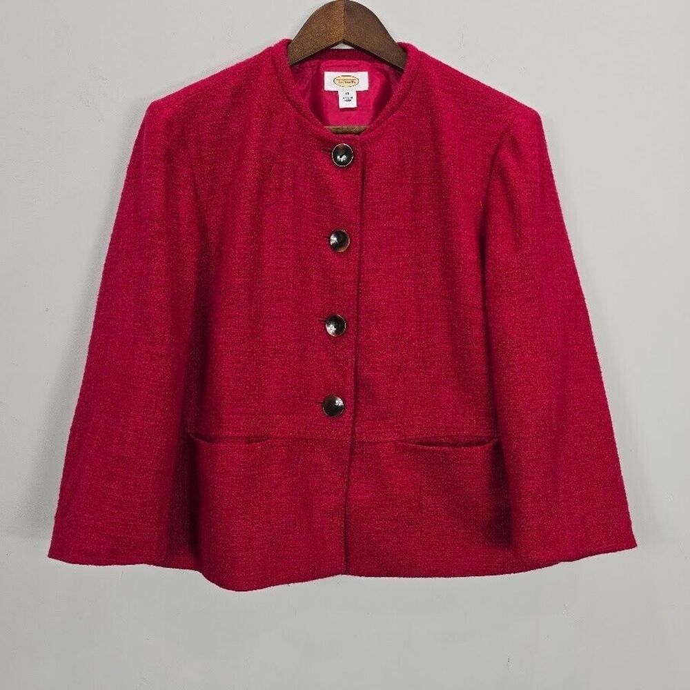 Vintage TALBOTS Blazer Jacket Women 14 Red Pockets Office Career Classic